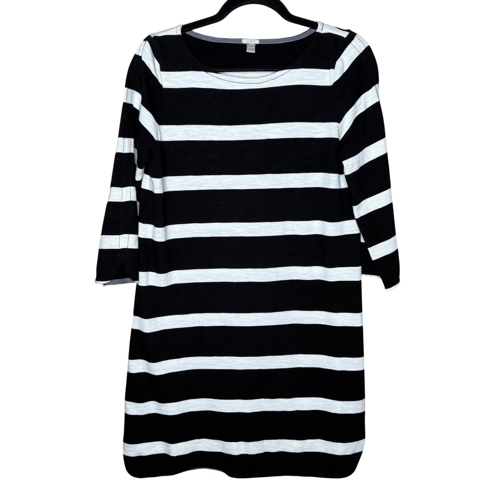 J.Crew Womens Sz S Dress Striped Neck 3/4 Sleeve Shift Nautical Preppy